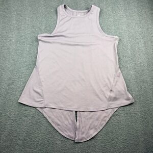 Apana Women's L Large Ribbed High Neck Tank Top Mauve Purple Activewear Yoga